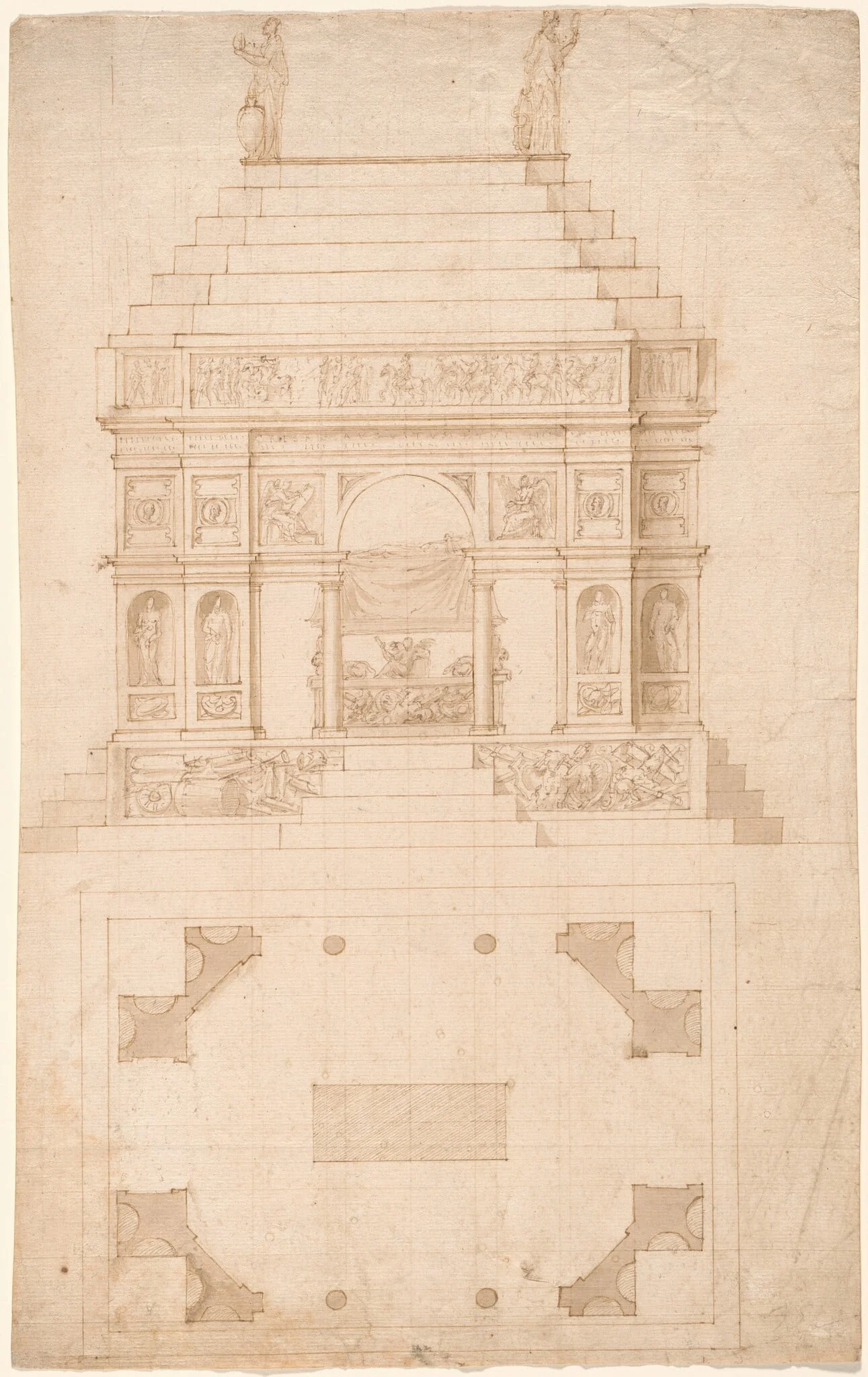 An Imperial Tomb: Elevation and Ground Plan, detail