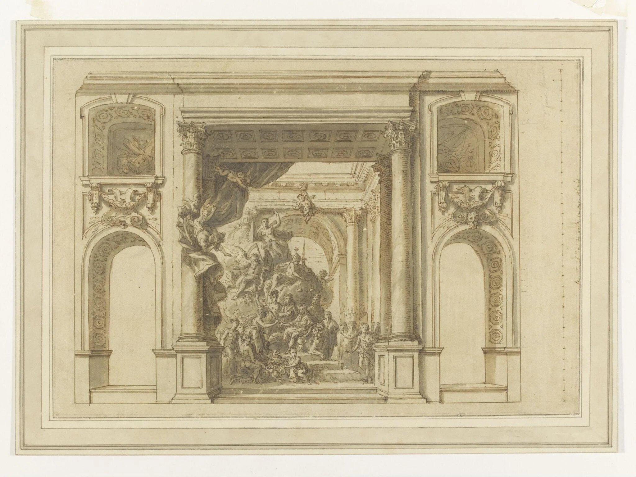 Design for the west wall of the Upper Hall at Greenwich, detail