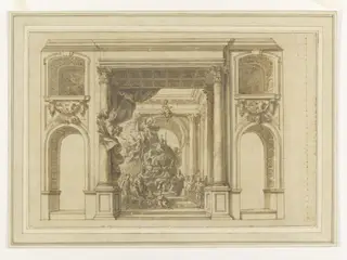 Design for the west wall of the Upper Hall at Greenwich, by James, Sir Thornhill, 1717