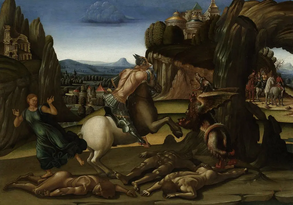 Saint George and the Dragon, by Luca Signorelli, oil, 1500