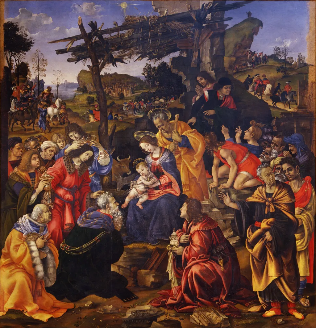 Adoration of the Magi, by Filippino Lippi, oil, 1496