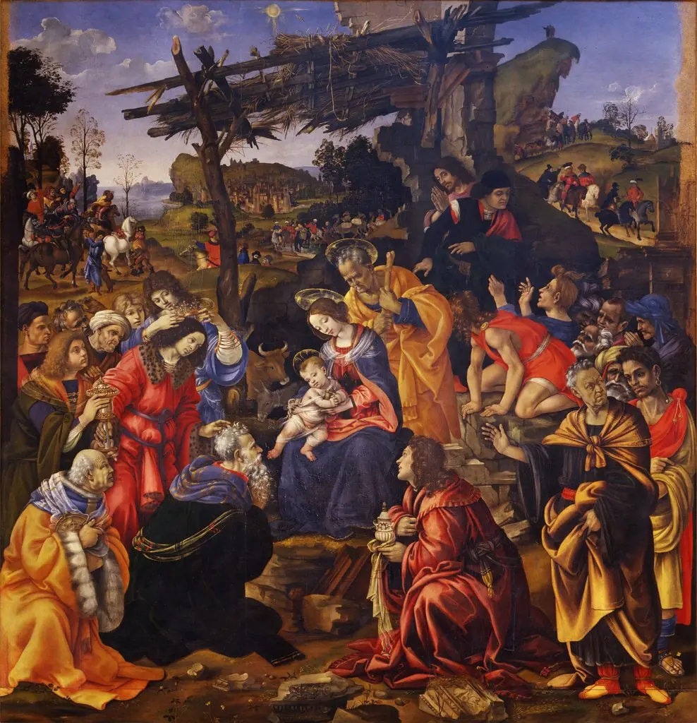Adoration of the Magi, by Filippino Lippi, oil, 1496