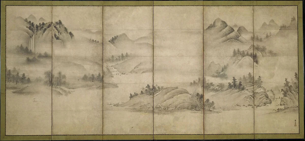 相阿弥筆 四季山水図 （瀟湘八景）|Landscape of the Four Seasons (Eight Views of the Xiao and Xiang Rivers), detail