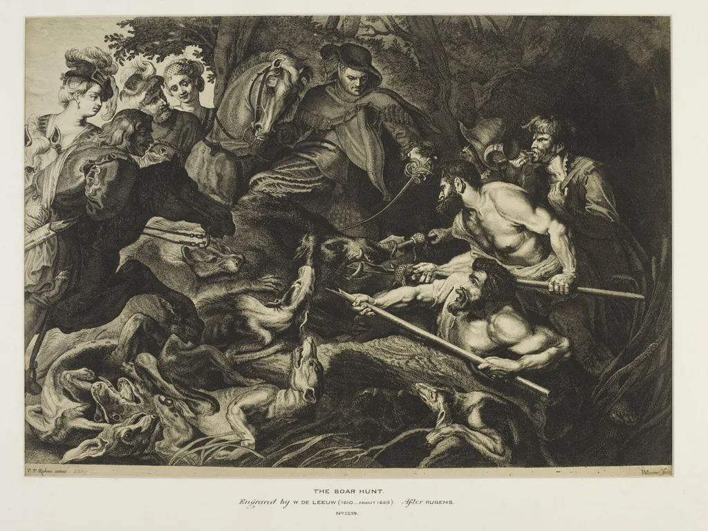 Boar Hunt, by Willem van der Leeuw, 1650