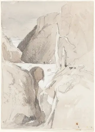 Gorge with Tree Stumps, by John Sell Cotman, graphite, 1812