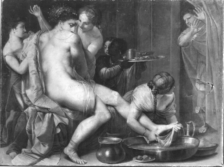 Bathseba im Bade (?) beziehungsweise: Gyges erblickt die Frau des Kandaulus, detail