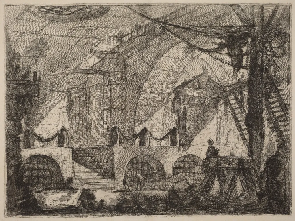 The Sawhorse, by Giovanni Battista Piranesi, ink, 1750