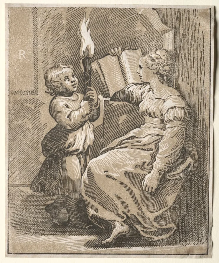 Sibyl Reading with a Child Holding a Torch, detail