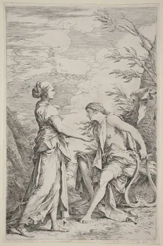 Apollo and the Cumaean Sibyl, by Salvator Rosa, ink, 1661