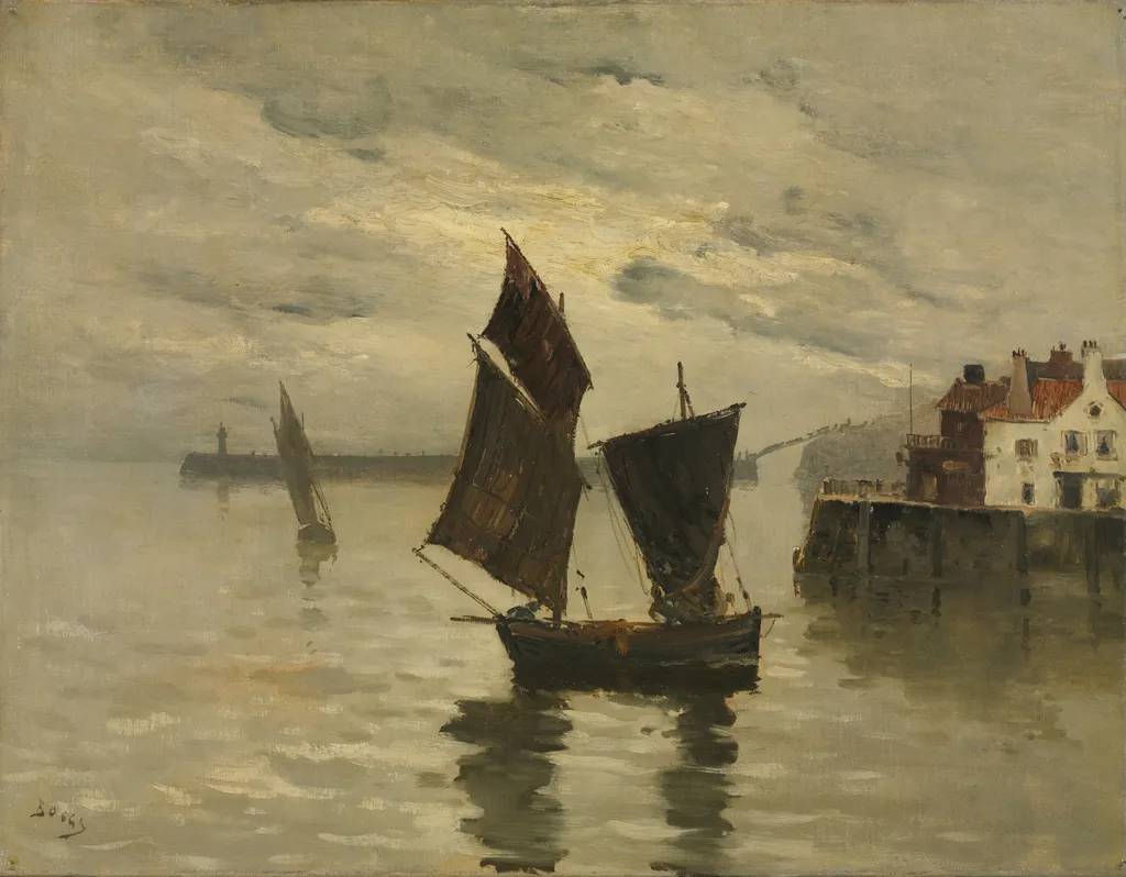 Harbor Scene, by Frank-Will, oil, 1900