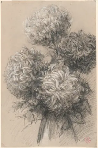 Chrysanthemums, by Emile Schuffenecker, chalk, 1894