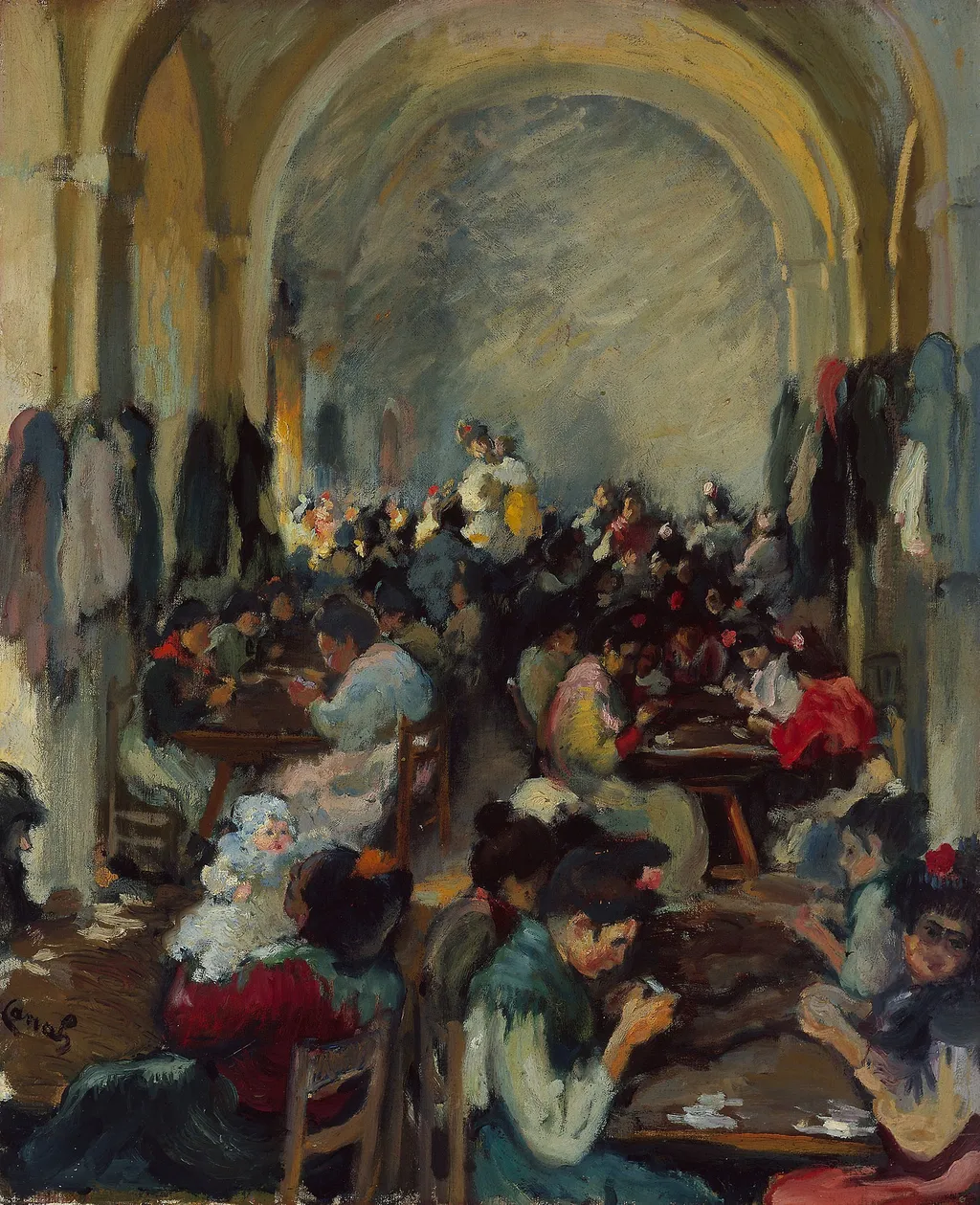 Cigar Making in Seville, by Ricard Canals, oil, 1900