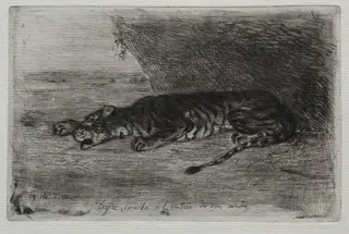 Tiger Sleeping at the Entrance to His Lair, by Eugène Delacroix, 1829