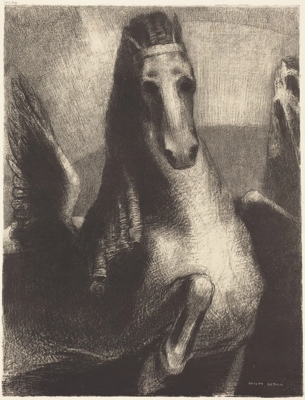 L'Aile (The Wing), by Odilon Redon, ink, 1893