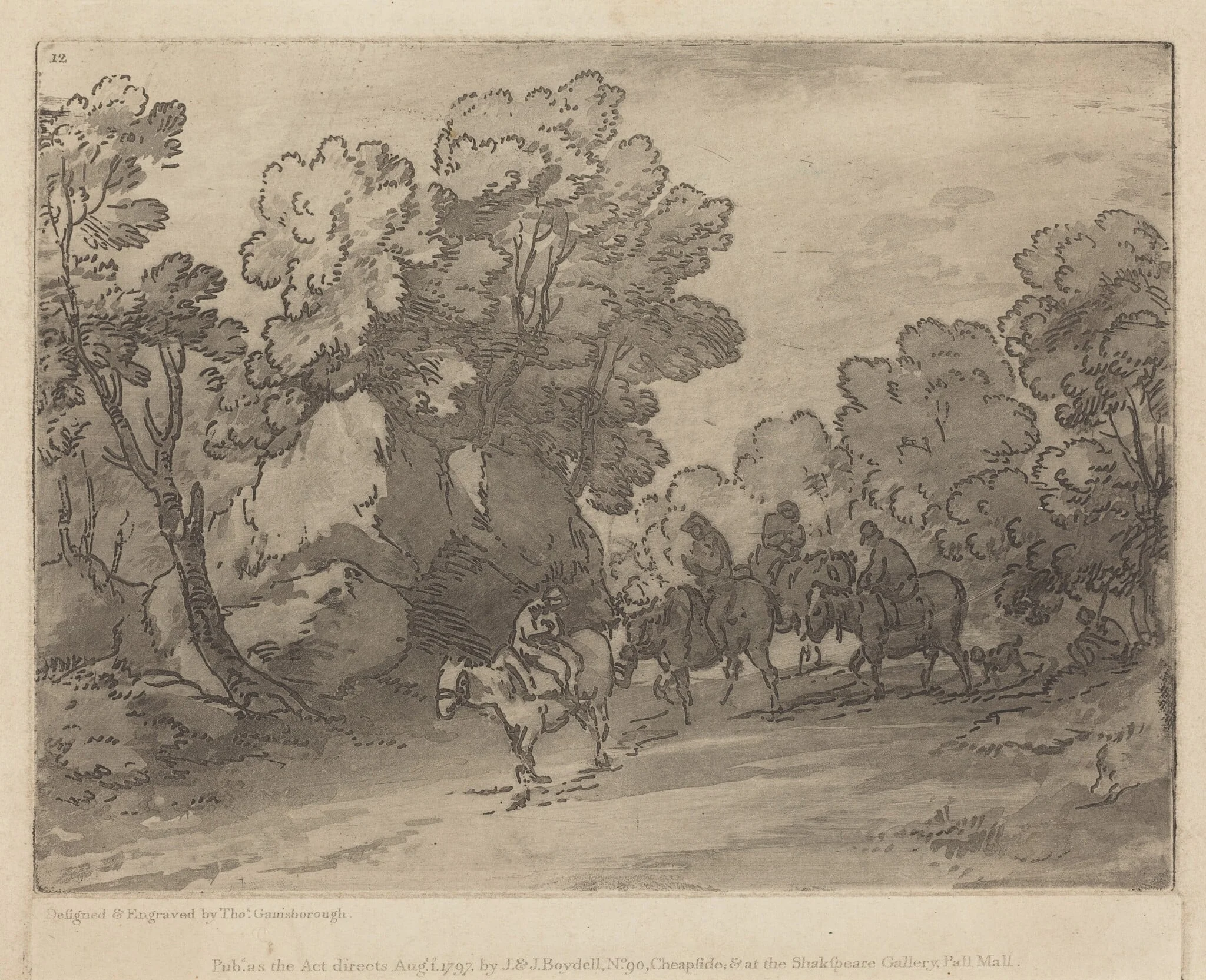 Wooded Landscape with Riders, detail