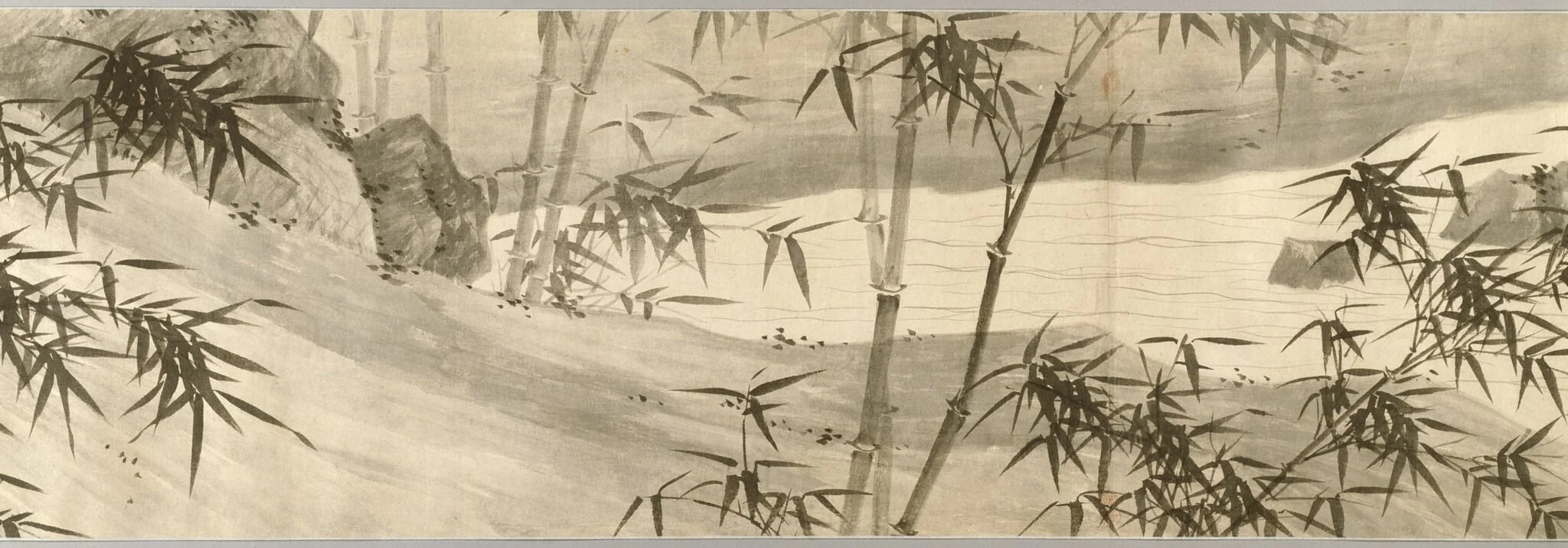 Bamboo-Covered Stream in Spring Rain, detail