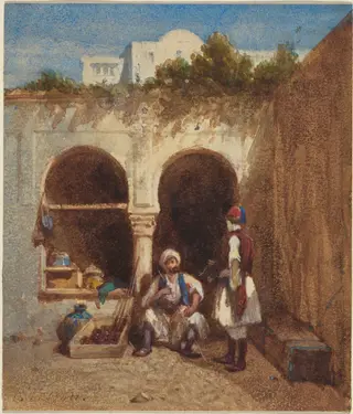 Arab Market, by Louis Tesson, watercolor, 1854