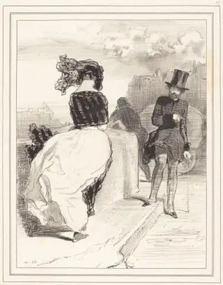 "Une de ces mines pudibones", by Paul Gavarni, ink, 1843