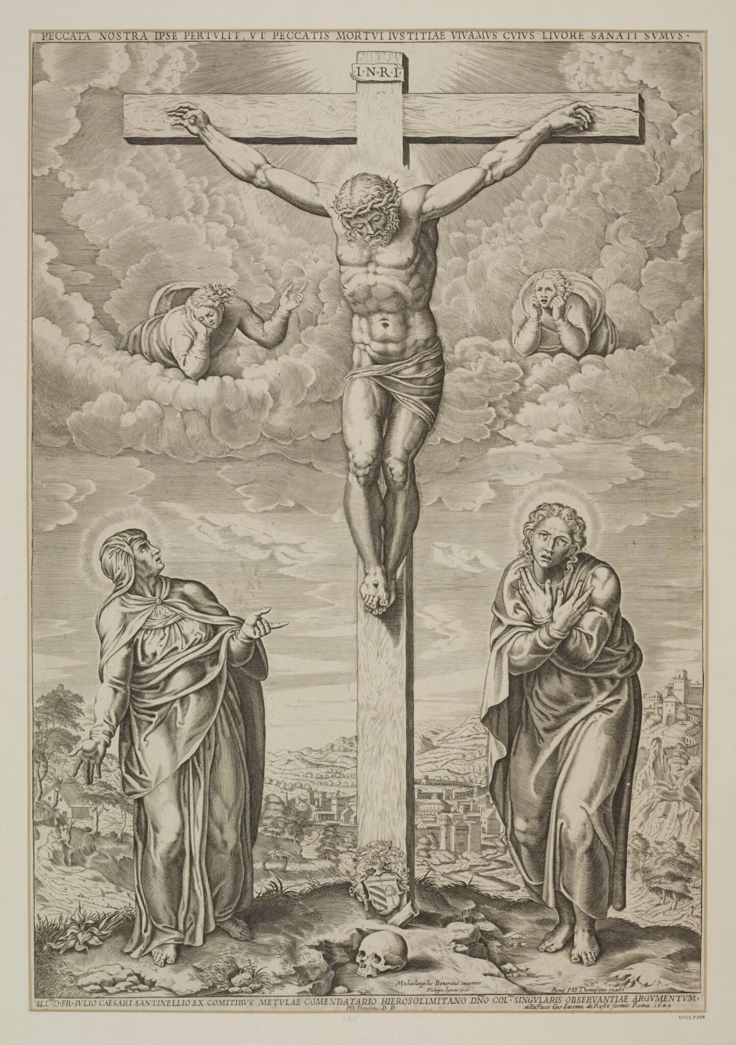 The Crucifixion and the Two Maries, detail