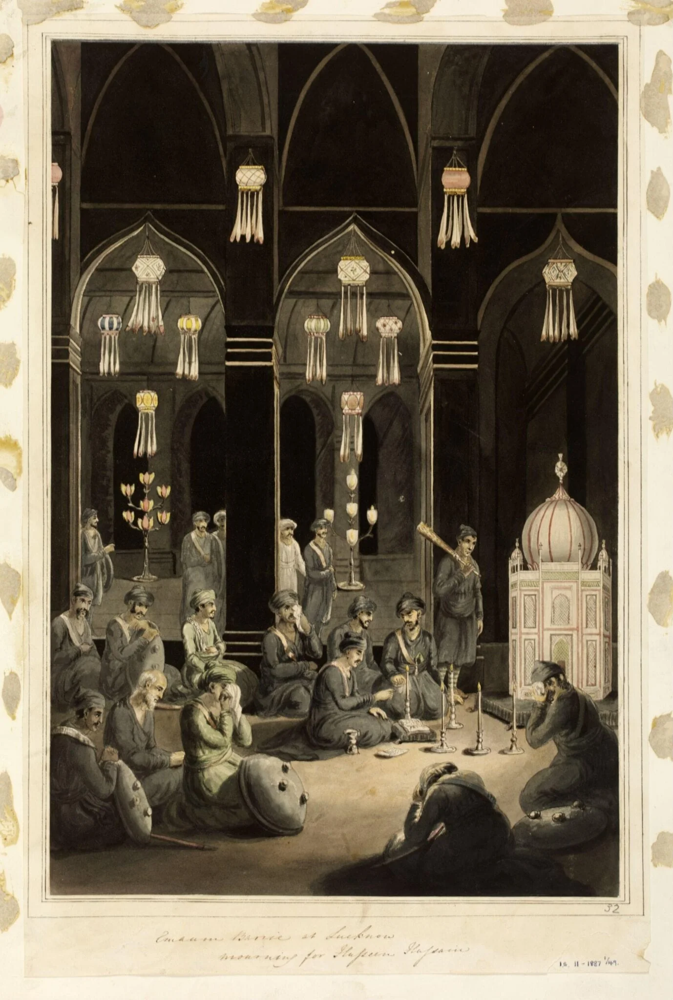Ceremony of mourning in the Imambara, Lucknow, detail