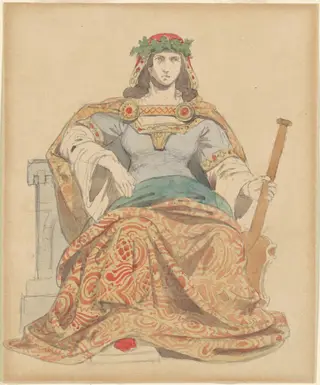 Female Deity, by Emanuel Gottlieb Leutze, graphite, 1854