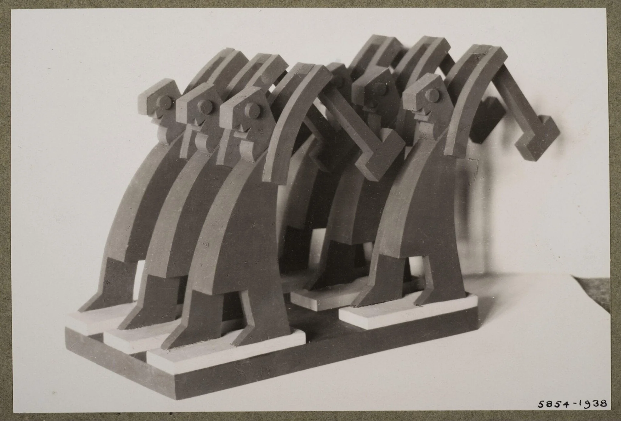 Workmen with hammers, detail