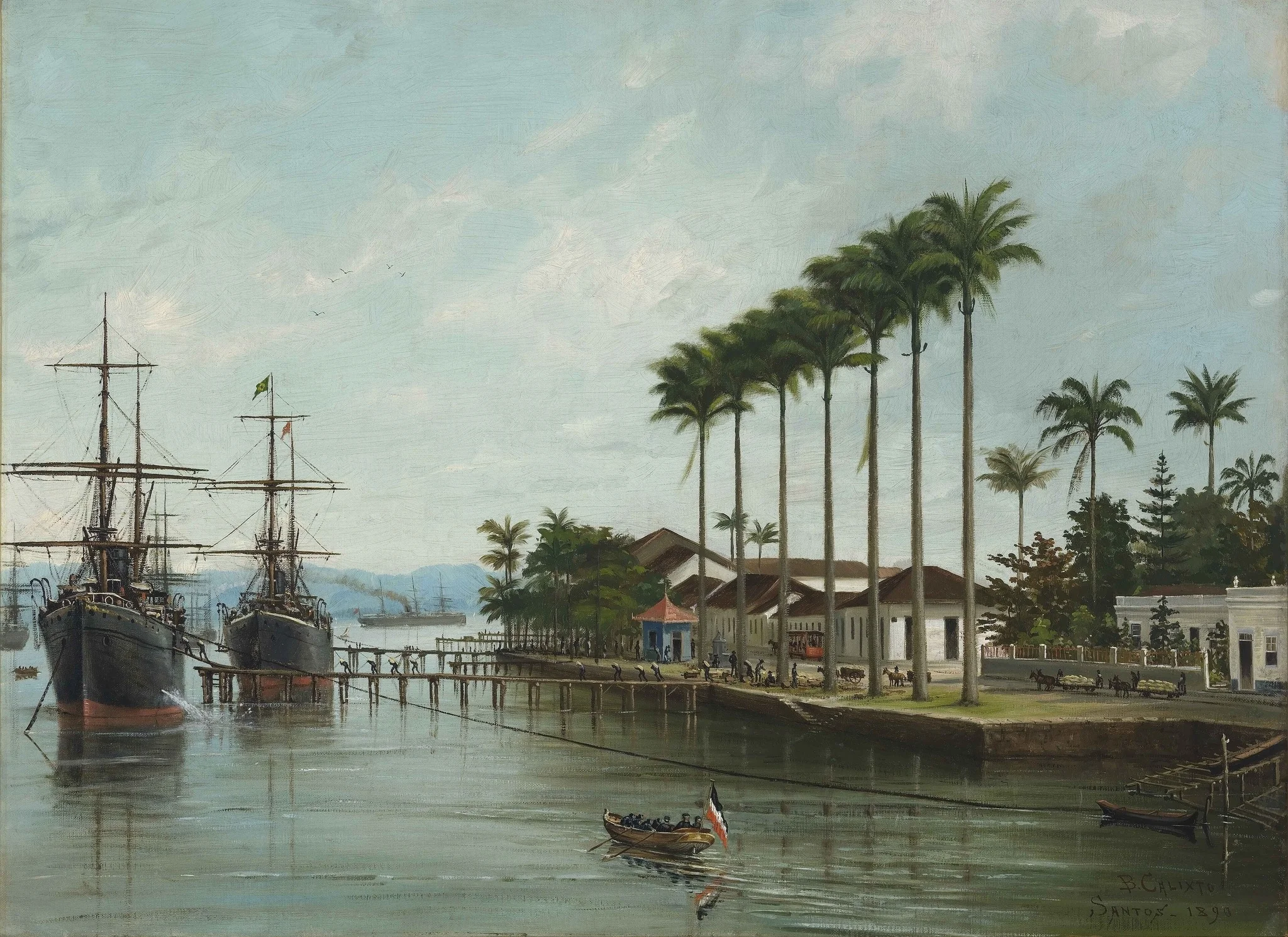 Porto de Santos, SP (visto à direita), 1890, detail