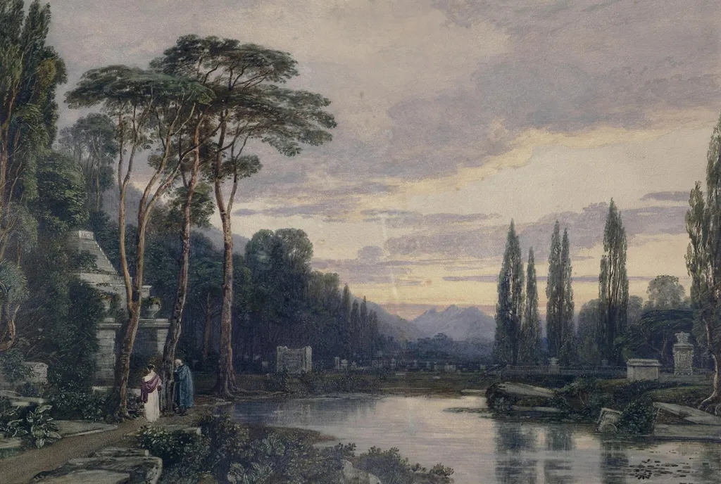 Evening: A Cemetery, by Francis Oliver Finch, watercolor, 1825