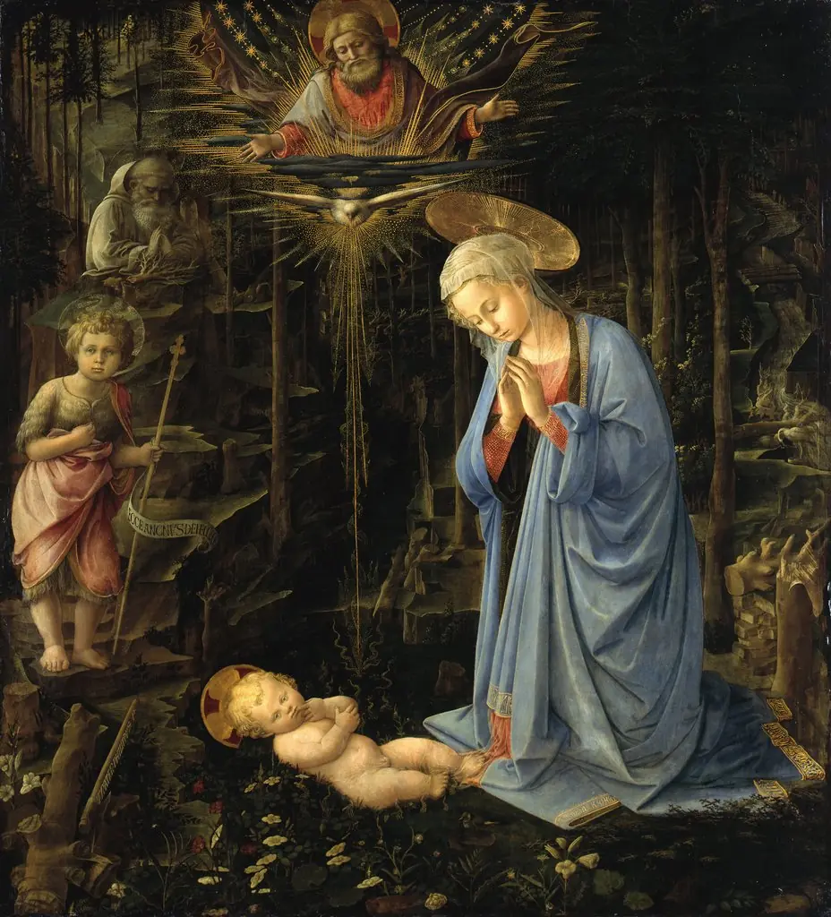 Adoration in the Forest, by Filippo Lippi, oil, 1459