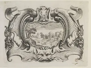 Cartouches de diferentes Inventions. Tres Utilles a plussieurs sortes de Personnes, by Daniel Rabel, 1634