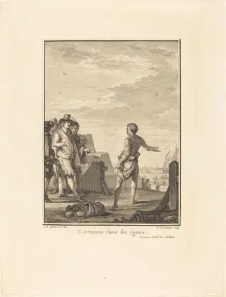 Discours sur l'égalité des conditions: Il retourne chez ses égaux, by Nicolas Delaunay, ink, 1778
