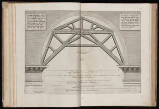 Wooden Falsework Supporting a Vault, by Jacob Bos, ink, 1561