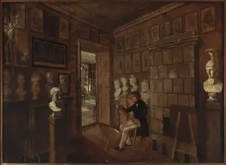 Painter in the studio, by Aleksander Kokular, oil