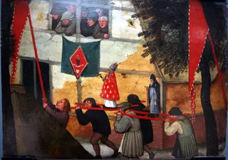 Fragment of a kermesse: the procession, by Pieter Brueghel the Younger, oil, 1610