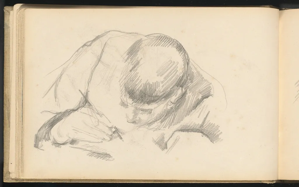 The Artist's Son Writing, by Paul Cézanne, graphite, 1887