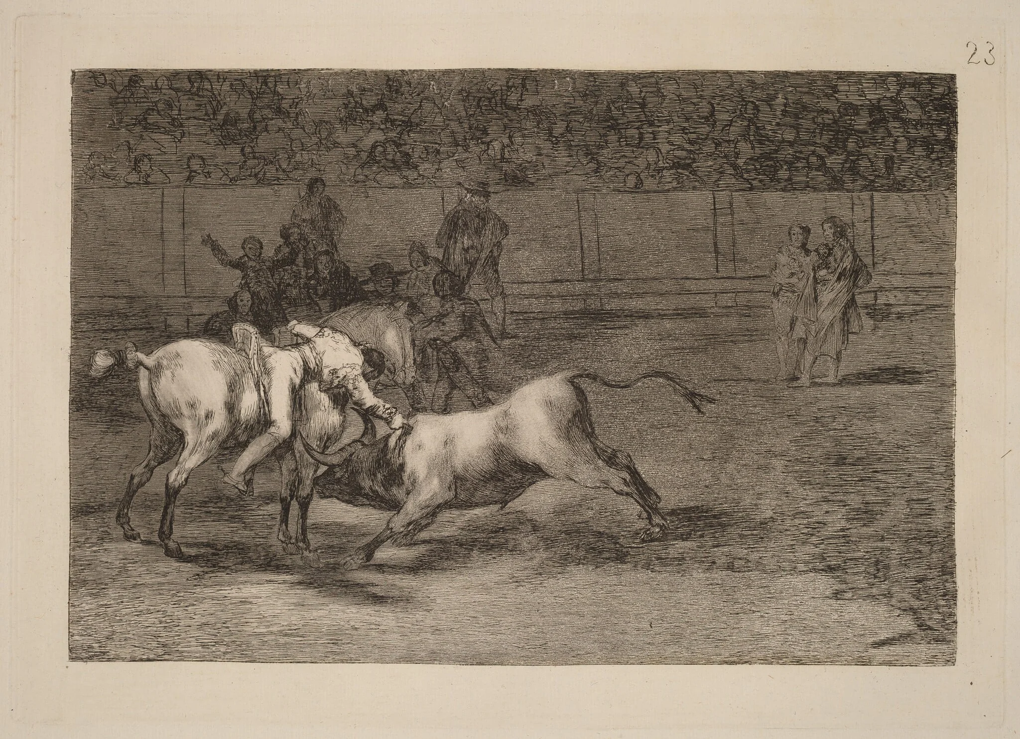Mariano Ceballos, alias el Indio, mata el toro desde su caballo (Mariano Ceballos, Alias the Indian, Kills the Bull from His Horse), detail