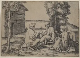 The Three Doctors, by Marcantonio Raimondi, ink, 1507