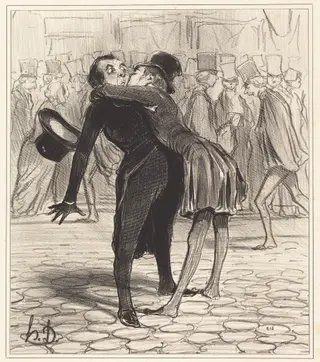 L'Ami de collège, by Honoré Daumier, ink, 1841