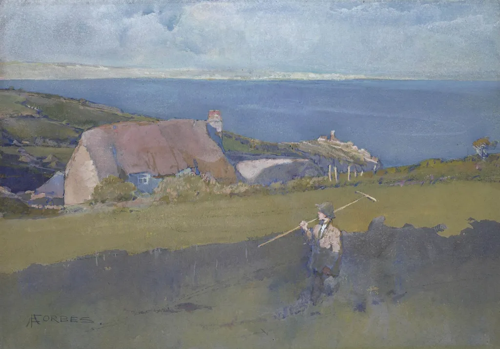 Across Mount's Bay, by Elizabeth Forbes, watercolor, 1880