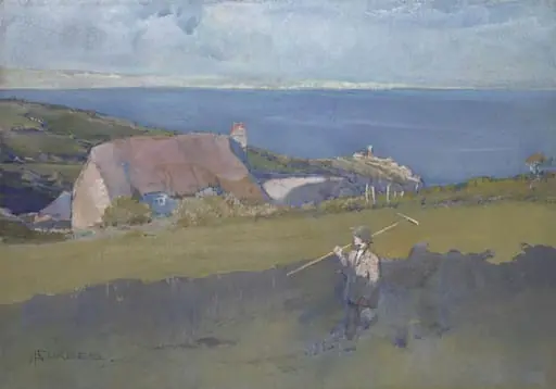 Across Mount's Bay, by Elizabeth Forbes, watercolor, 1880