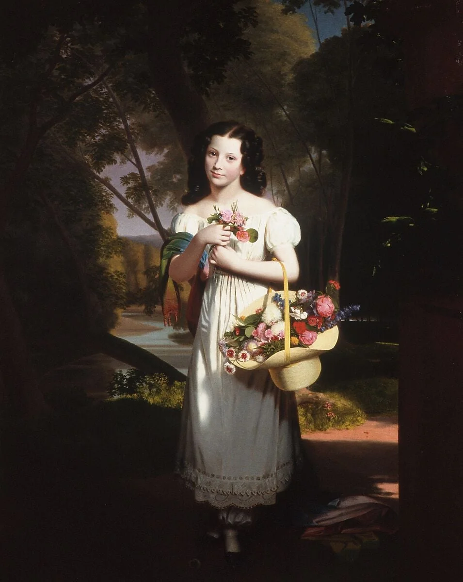Little Girl with Flowers (Amelia Palmer), detail