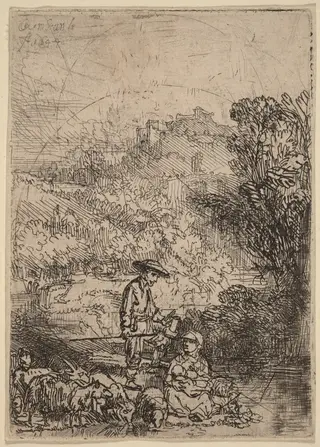 The Shepherd and His Family, by Rembrandt van Rijn, ink, 1644