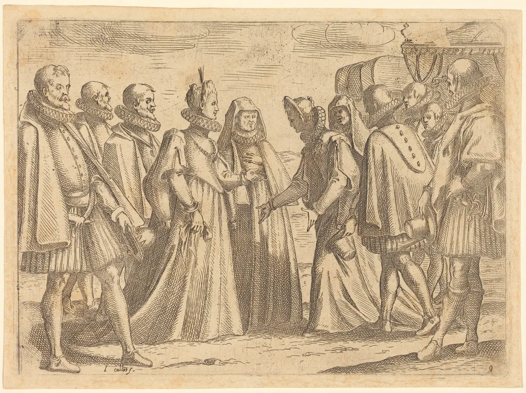 Reception at Mantua, by Jacques Callot, ink, 1612