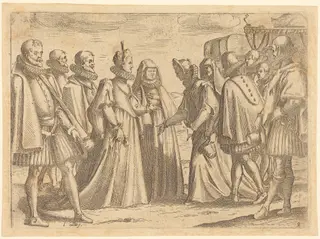 Reception at Mantua, by Jacques Callot, ink, 1612