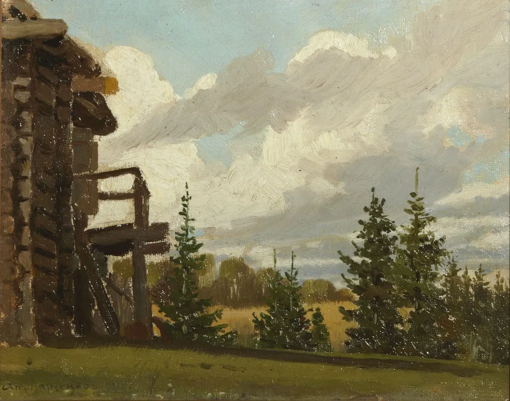 A house with a balcony. Krasnoye village, by Apollinary Vasnetsov, oil, 1890