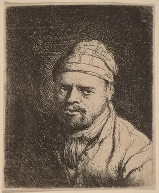 Bust of a Cook with Cap, by Jan Lievens, ink, 1640