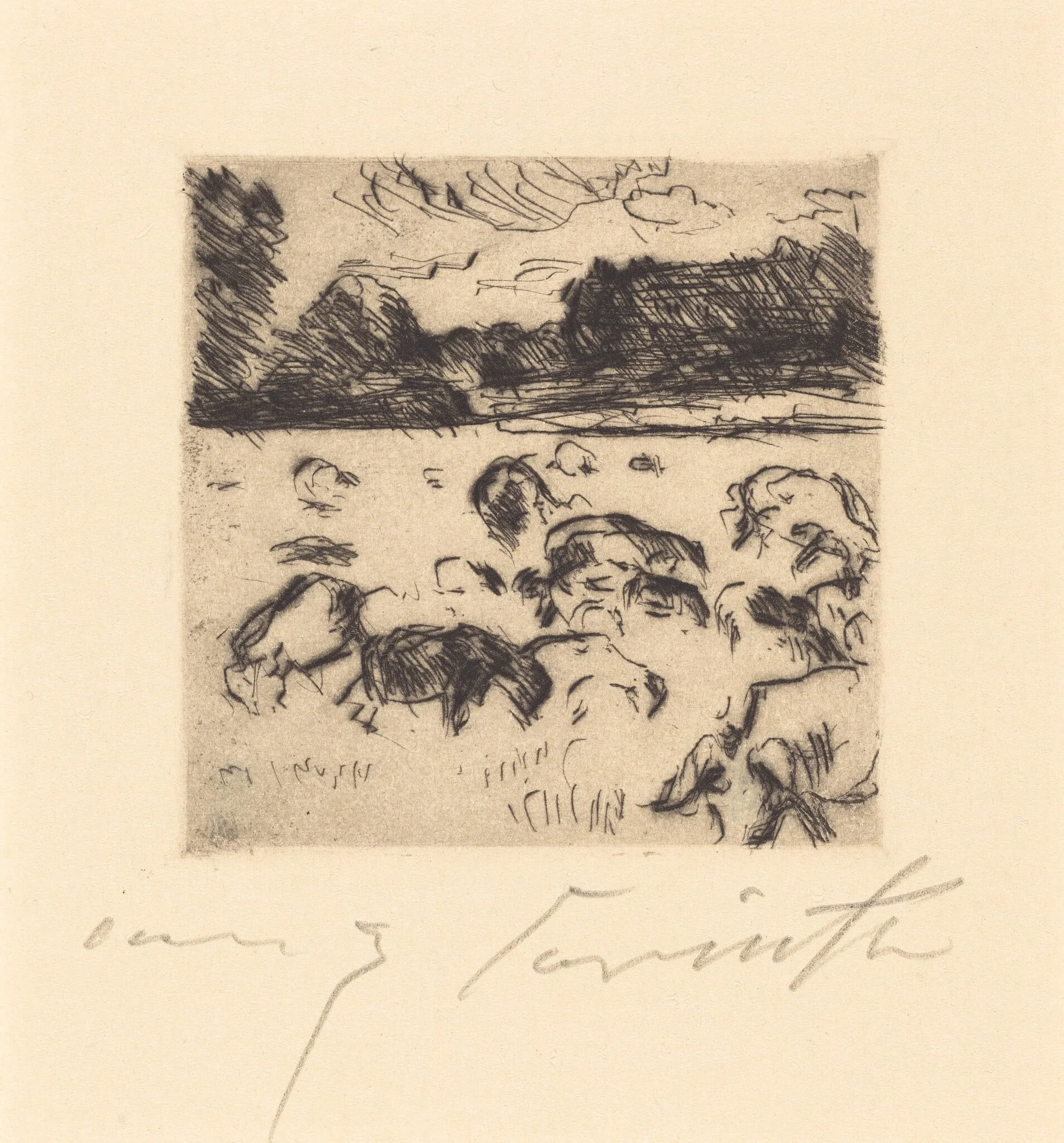 Weidende Schafe (Grazing Sheep), detail