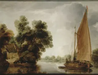 View of a River, by Gillis Peeters, oil, 1639