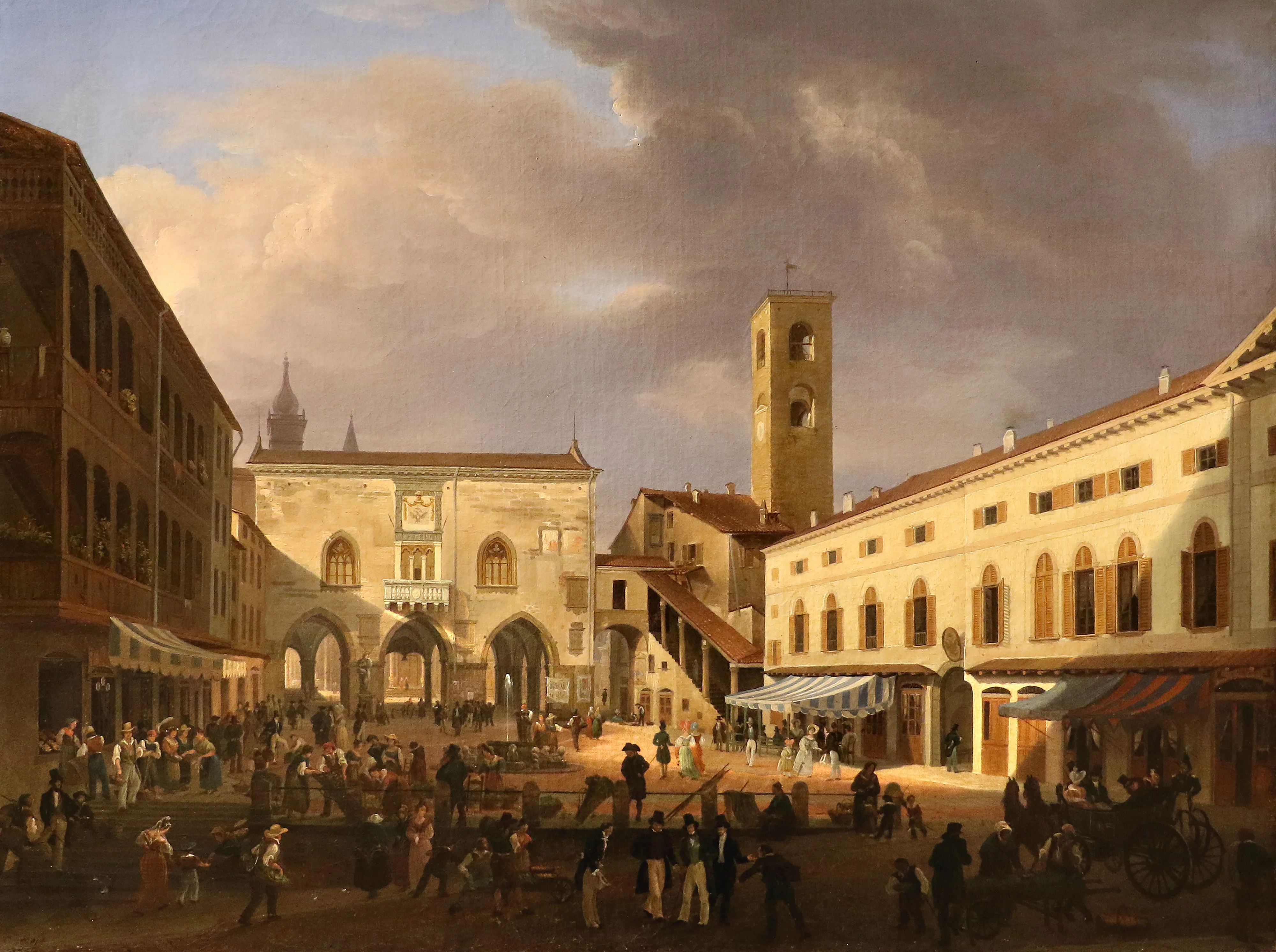 Piazza grande in Bergamo Alta, detail