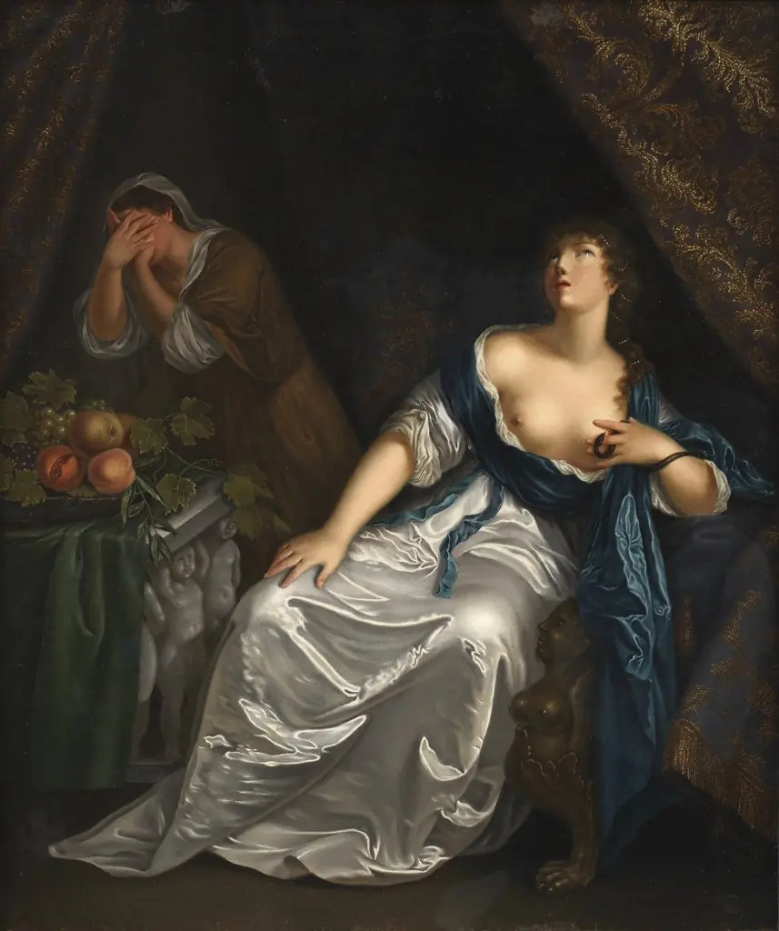 The death of Cleopatra, by Julie Lütken, oil, 1813
